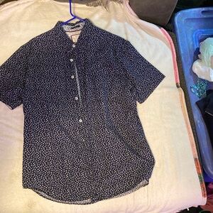 Denim & Flower Dark Blue Floral Button Down Shirt